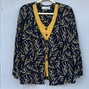 Schmeinck Germany Black and Gold Wheat Print Top